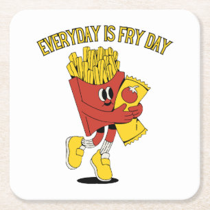 Everyday Is Fry Day Square Paper Coaster