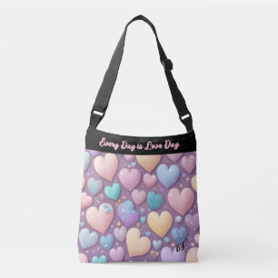 Everyday is Love Day - Cute Bubble Pastel Hearts Crossbody Bag
