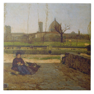 Everyday Scene, near Florence, c.1865 Tile
