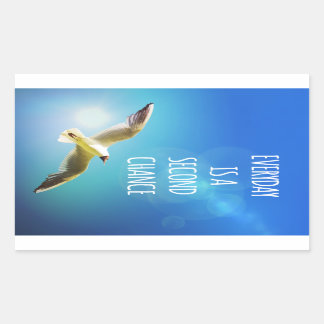 Everyday Second Chance Seagull Inspirational Quote Rectangular Sticker