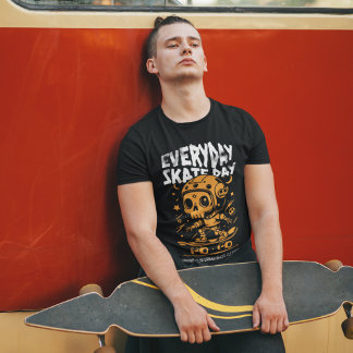 Everyday Skate Day Skull Skateboard Graphic Tee