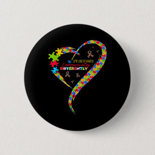Everyone Communicate Differently Heart Autism Awar 6 Cm Round Badge