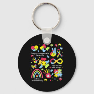 Everyone Communicates Differently Autism Awareness Key Ring