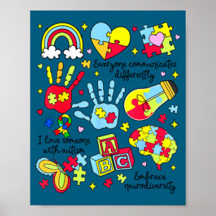 Everyone communicates differently autism awareness poster