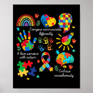 Everyone Communicates Differently Autism Neurodive Poster