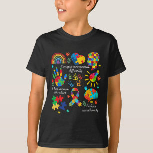 Everyone Communicates Differently Autism Neurodive T-Shirt
