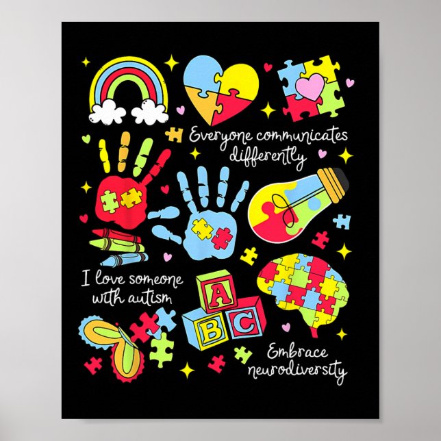 Everyone Communicates Differently Autism Sped Teac Poster (Front)