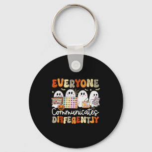 Everyone Communicates Differently Halloween Slp Sp Key Ring