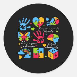 Everyone Communicates Differently Neurodiversity P Classic Round Sticker