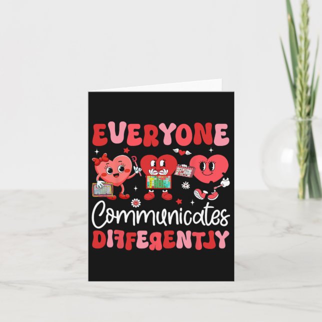 Everyone Communicates Differently Speech Therapy V Card (Front)