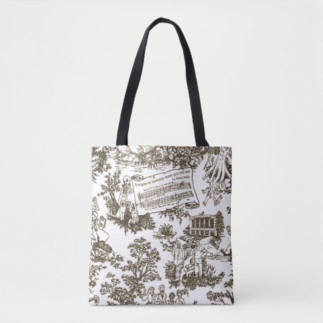 Everyone In Harmony Toile de Jouy (natural ink) Tote Bag (Front)