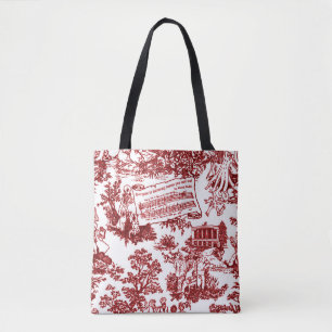Everyone In Harmony Toile de Jouy (ox blood ink) Tote Bag
