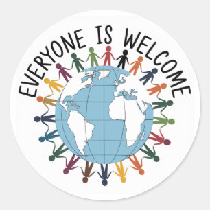 Everyone is welcome classic round sticker