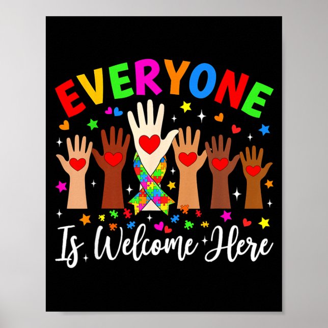 Everyone is welcome here autism awareness teacher poster (Front)