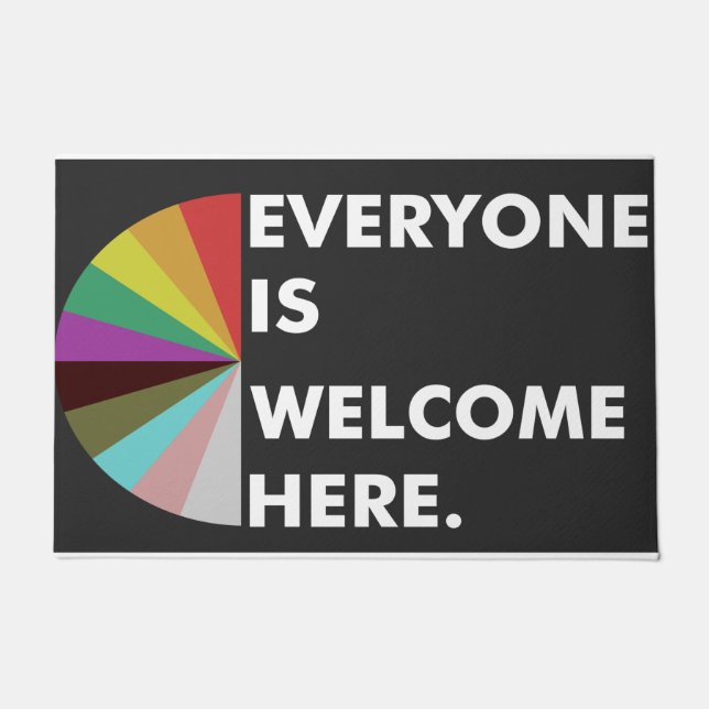 Everyone Is Welcome Here Doormat, LGBT Doormat (Front)