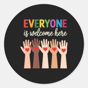 Everyone Is Welcome Here Idaho Teache T-shirt.png  Classic Round Sticker