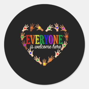 Everyone Is Welcome Here Idaho Teacher 40  Classic Round Sticker