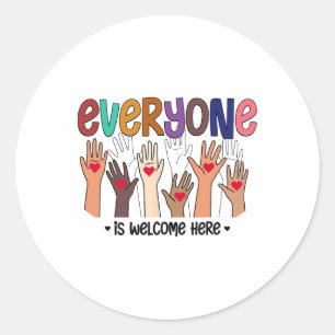 Everyone Is Welcome Here Idaho Teacher 47  Classic Round Sticker