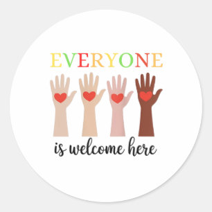 Everyone Is Welcome Here Idaho Teacher 78  Classic Round Sticker