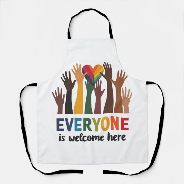 Everyone Is Welcome Here Idaho Teacher Apron (Front)