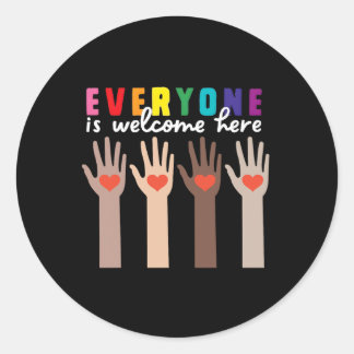 Everyone Is Welcome Here Idaho Teacher &#   Classic Round Sticker
