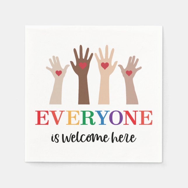 Everyone Is Welcome Here Idaho Teacher Napkin (Front)