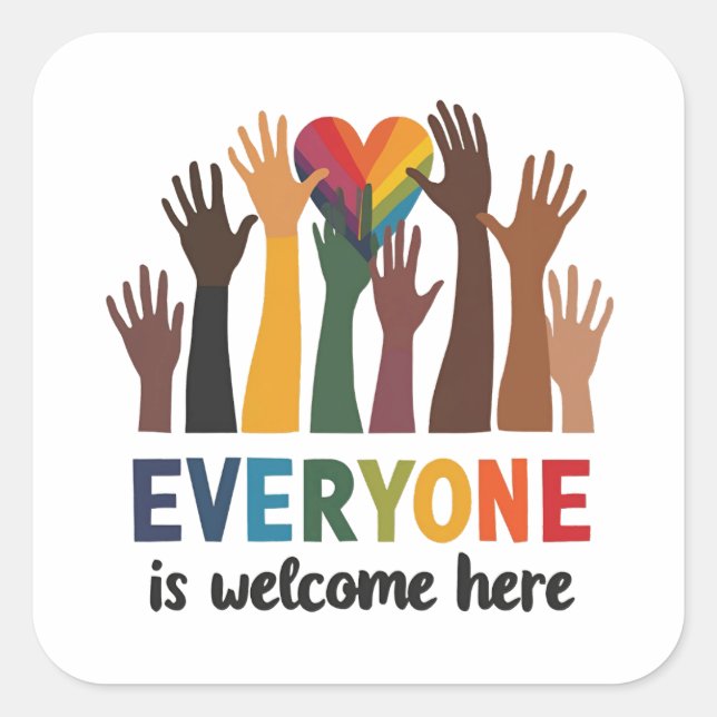 Everyone Is Welcome Here Idaho Teacher Square Sticker (Front)