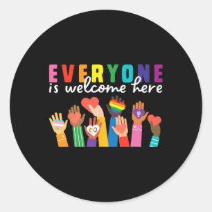 Everyone Is Welcome Here Idaho Teacher Support Men Classic Round Sticker