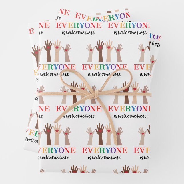 Everyone Is Welcome Here Idaho Teacher Wrapping Paper Sheet (In situ)