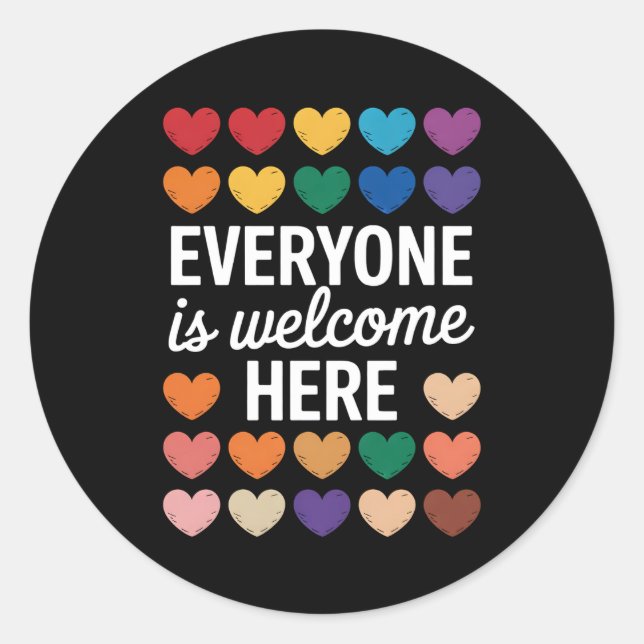 Everyone Is Welcome Here LGBTQ Classic Round Sticker (Front)