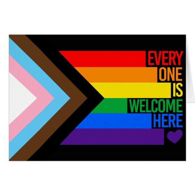 Everyone is Welcome Here (Progress Pride) Flag (Front Horizontal)