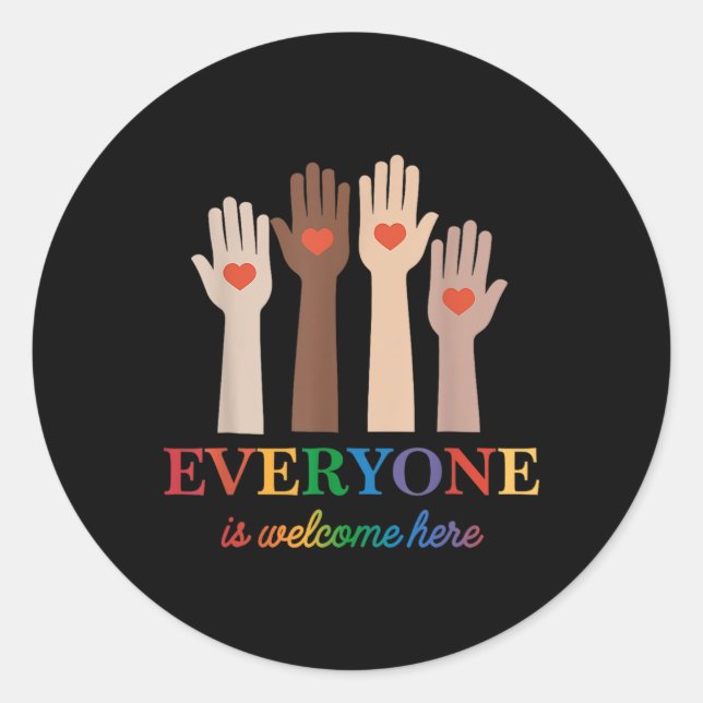 Everyone Is Welcome Here Rainbow 2  Classic Round Sticker (Front)