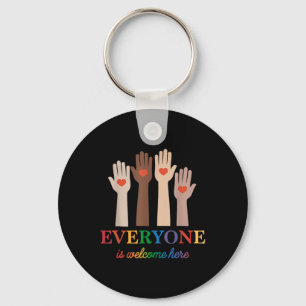 Everyone Is Welcome Here Rainbow 2 Key Ring