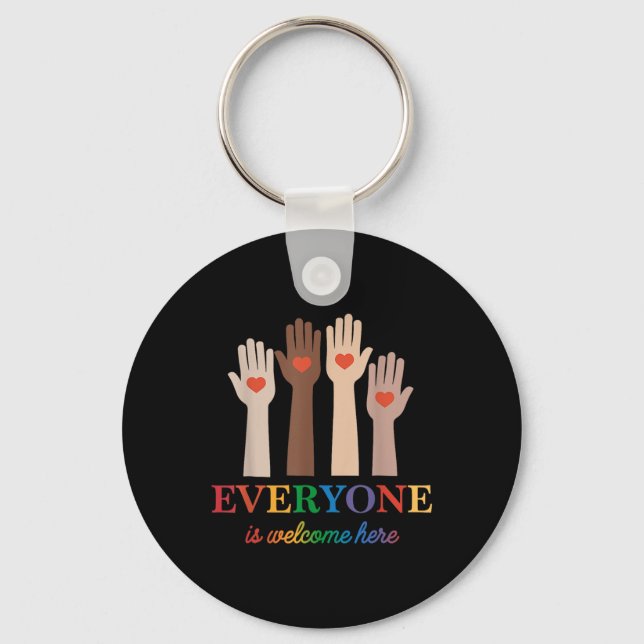Everyone Is Welcome Here Rainbow 2  Key Ring (Front)