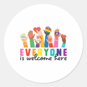 Everyone Is Welcome Here Rainbow Classic Round Sticker