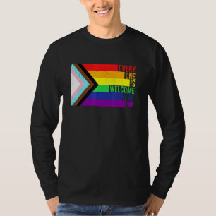 Everyone Is Welcome Here Trans Gay Lgbtq Rainbow P T-Shirt