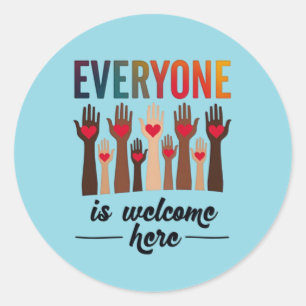 Everyone Is Welcome Here - USA Diversity & Unity Classic Round Sticker