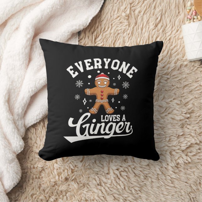Everyone Loves A Ginger, Gingerbread Santa Xmas Cushion (Blanket)