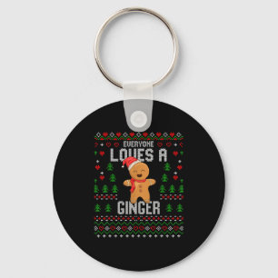 Everyone Loves A Ginger Red Hair Ugly Christmas Gi Key Ring