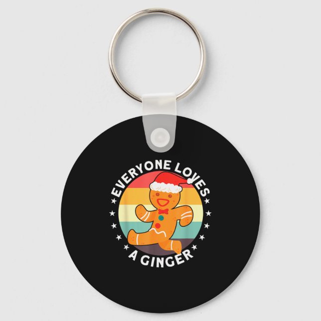Everyone Loves A Ginger Tee Redhead Gingerbread Ch Key Ring (Front)