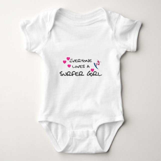 Everyone Loves A Surfer Girl Baby Bodysuit (Front)