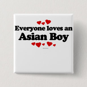 Everyone loves an Asian boy 15 Cm Square Badge