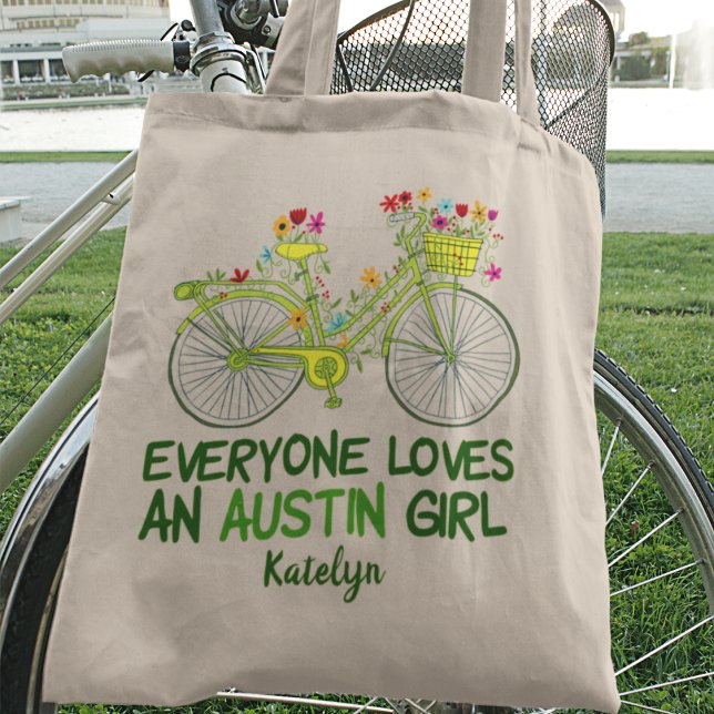 Everyone Loves an Austin Girl Cute Custom Bicycle Tote Bag (Creator Uploaded)