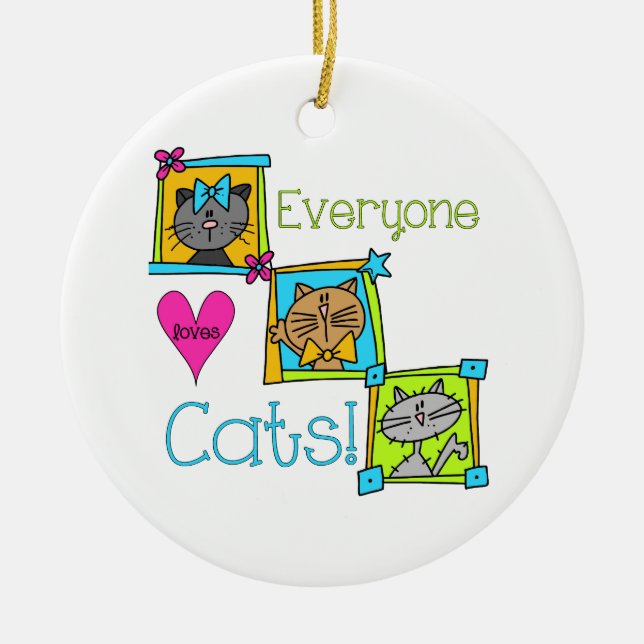 Everyone Loves Cats Ceramic Tree Decoration (Front)