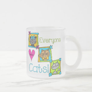 Everyone Loves Cats Frosted Glass Coffee Mug