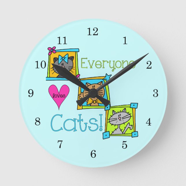 Everyone Loves Cats Round Clock (Front)