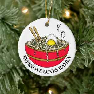 Everyone Loves Ramen   Funny Christmas Pun   Ceramic Tree Decoration