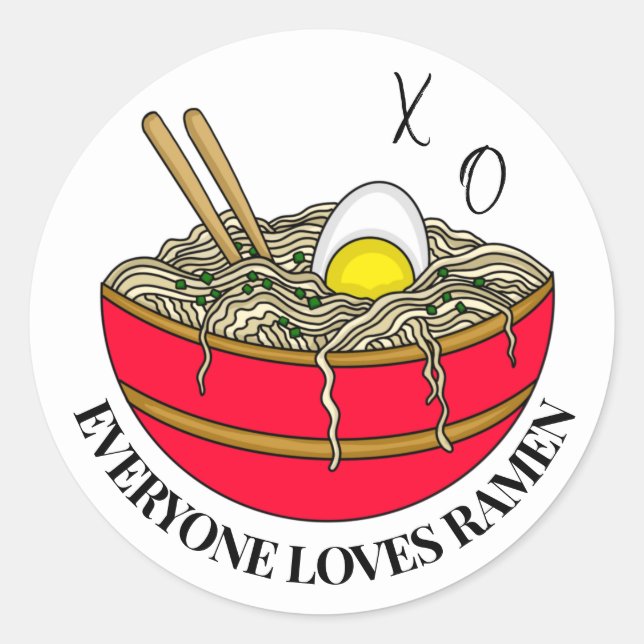 Everyone Loves Ramen | Funny Food Pun Magnet  Classic Round Sticker (Front)