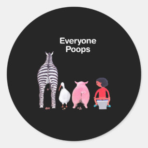 Everyone Ops Funny Zebra G Toilet Humor Classic Round Sticker