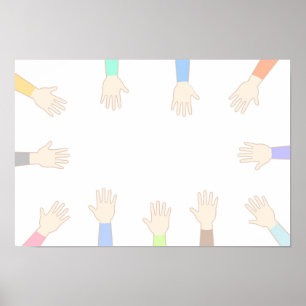Everyone's hands, connecting hands. poster